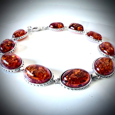 Antique Look Sterling SilverAmber Bracelet BuyRussianGifts