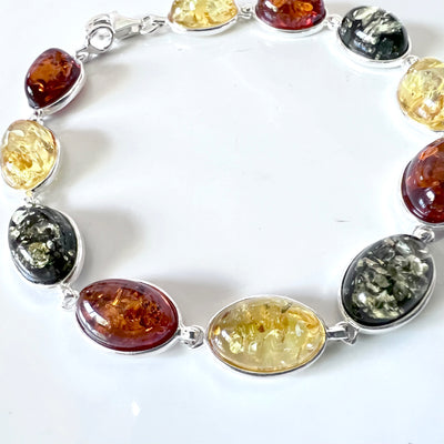 Classic Oval Amber with Silver Bracelet BuyRussianGifts