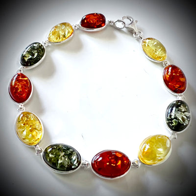 Classic Oval Amber with Silver Bracelet BuyRussianGifts