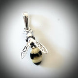 Small Silver Bee Pendant with amber tail