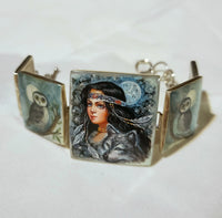 Girl and Wolf Hand Painted Bracelet