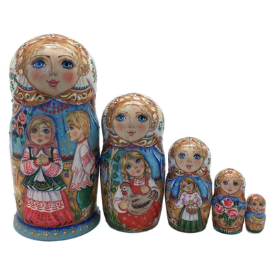 Russian Matryoshka “ Couple in love” wedding set of 5 dolls BuyRussianGifts Store