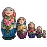 Russian Matryoshka “Garden Roses” set of 5 BuyRussianGifts Store