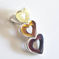 sterling silver real amber heart pendant