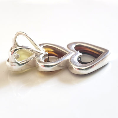 silver amber heart pendant