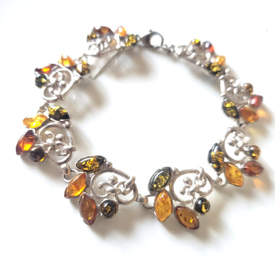 multicolor amber silver bracelet