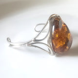 Large Honey Amber in Sterling Silver Cuff Bracelet BuyRussianGifts Store