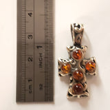 amber silver cross pendant
