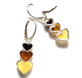 Three Hearts Amber Earrings BuyRussianGifts Store