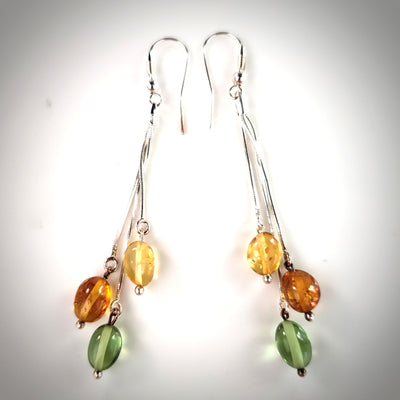 Green caribbean amber, honey amber , lemon amber earrings 