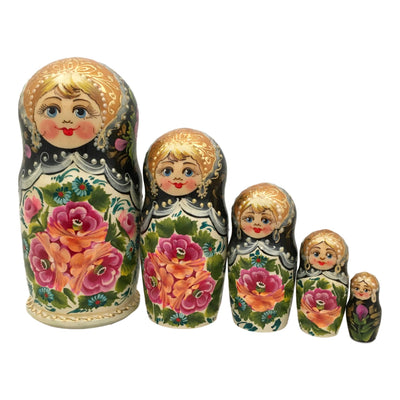 Traditional flowers style nesting dolls