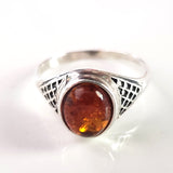 natural cognac amber oval ring