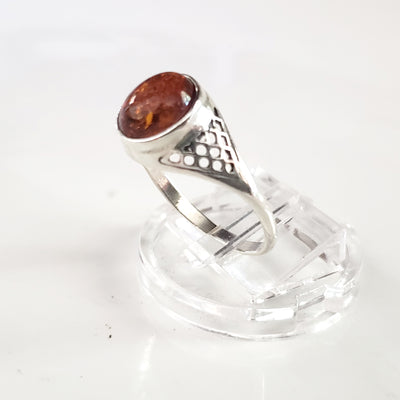 classic natural amber ring in silver