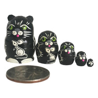Black cat Russian Mini dolls 