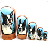 Boston Terrier Dog Breed Nesting Doll 7" Tall Set