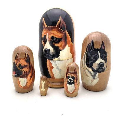 Boxer Short Hair Breed Nesting Dog Set 4" Tall