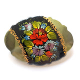 bright flowers hand painted brooch