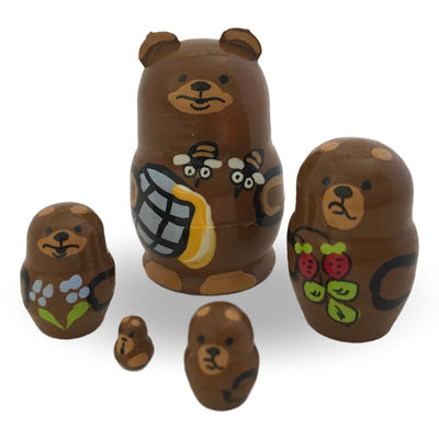 Unique Russian nesting dolls bear and bees