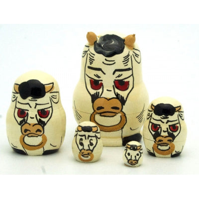 White Bull Miniature Nesting Doll