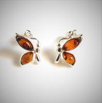 Butterfly Amber Stud Earrings
