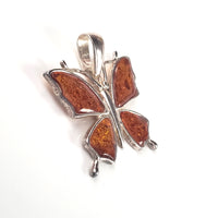 Butterfly Cognac Amber & Sterling Silver Pendant BuyRussianGifts Store