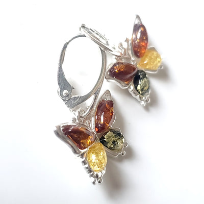 multicolor amber butterfly earrings 
