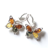 silver amber butterfly earrings 
