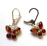 Amber Butterfly Dangle Earrings in Sterling Silver BuyRussianGifts Store