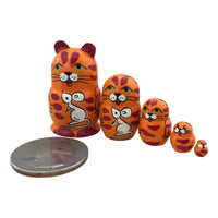 Cat with mouse mini nesting dolls 