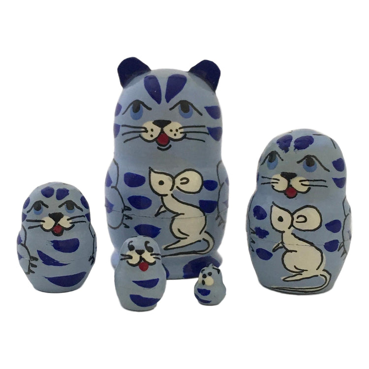 Cat with Mouse Miniature Nesting dolls BuyRussianGifts