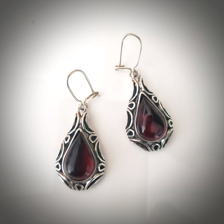 Cherry amber sterling silver antique earrings