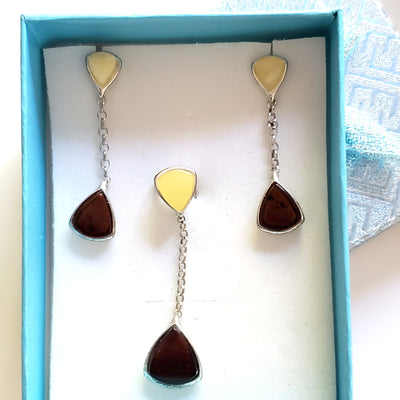 cherry butterscotch amber jewelry set in gift box