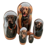 Chocolate Labrador Nesting Doll Set 4"H BuyRussianGifts Store