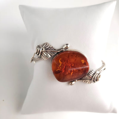 classic honey amber sterling silver cuff bracelet