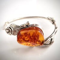 Classic freeform amber cuff bracelet in silver