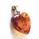 Cognac Amber Heart with Sterling Silver BuyRussianGifts Store