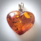 Cognac Amber Heart with Sterling Silver BuyRussianGifts Store