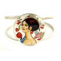 Hand Painted Cuff Bracelet inspired by “Lady with fan”, Klimt