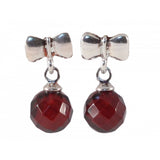 Diamond Cut Cherry Amber & Sterling Silver Round Beads Earrings