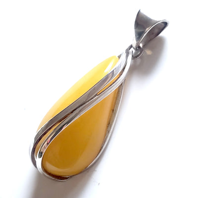 Butterscotch Amber drop pendant in sterling silver