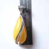 size of Butterscotch Amber drop pendant in sterling silver