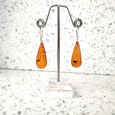 drops earrings cognac amber silver 