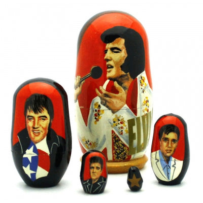 Elvis King of Rock & Roll 5 piece Set 4" Tall