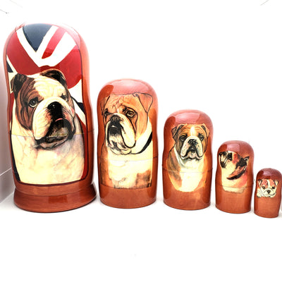English Bulldog Nesting Doll Set 7" Tall