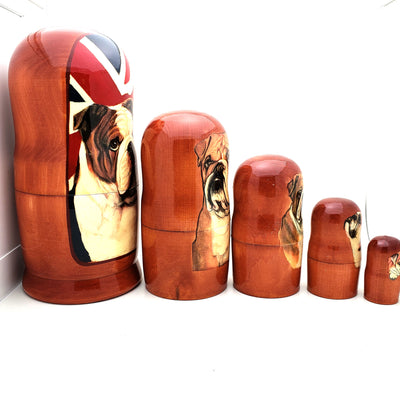 English Bulldog Nesting Doll Set 7" Tall