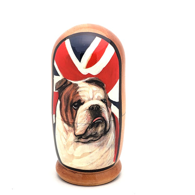 English Bulldog Nesting Puppy Dog Doll Set 4" Tall