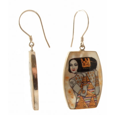 Hand Painted Earrings Inspired by Expectation, Klimt