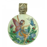 Fairy with Butterfly Hand Painted Small Silver Pendant