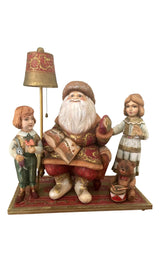Unique wood scène Santa with children and toys