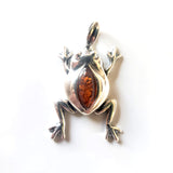sterling silver  with honey amber frog pendant